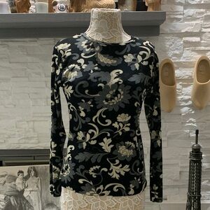 Yasuko Floral Mesh Long Sleeve Top • Size M • Very Good Condition